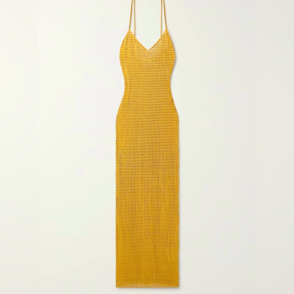 Self-Portrait Dresses & Skirts - SELF-PORTRAIT Gold Crystal Embellished Mesh Maxi Dress